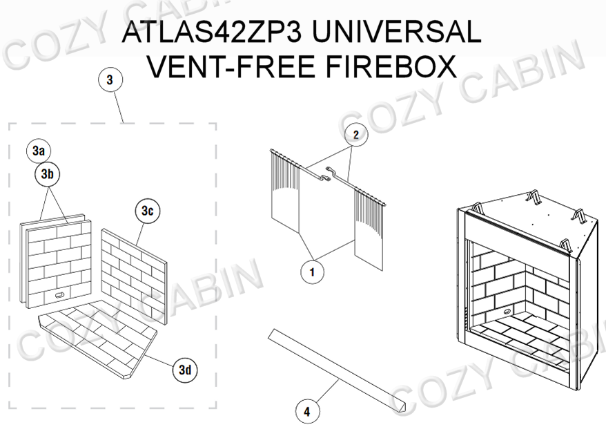 UNIVERSAL VENT FREE FIREBOX (ATLAS42ZP3) #ATLAS42ZP3